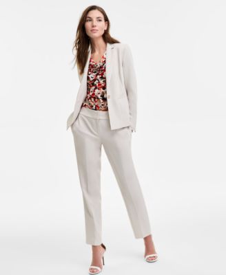 Womens Seamed Jacket Cowlneck Top Slim Leg Pants