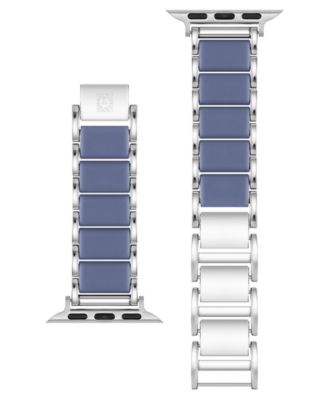 Women's Light Blue Rubberized Link with Silver-Tone Alloy Metal Band for Apple Watch 10 38/40/41mm