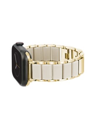 Women's Ivory Rubberized Link with Gold-Tone Alloy Metal Band for Apple Watch 44/45/46/49mm