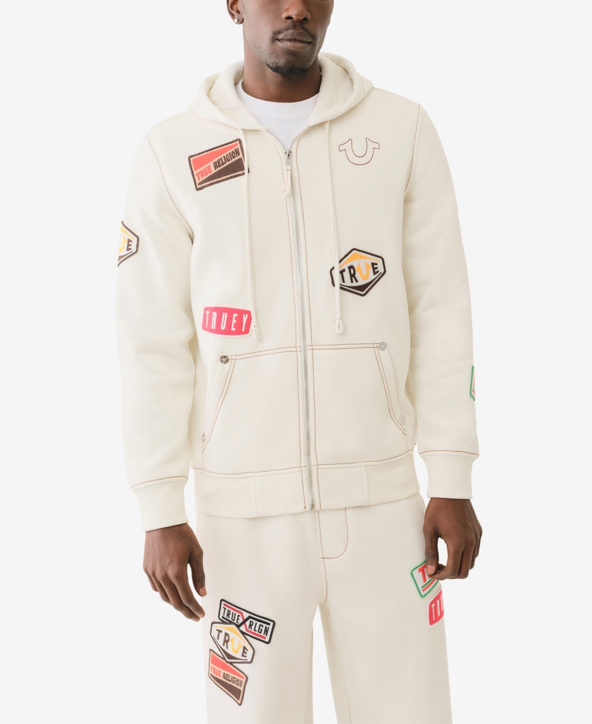 True Religion Men's Patch Big Full Zip Hoodie