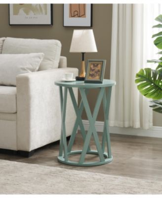 Emma Side End Table - Modern Round Farmhouse Accent Table - Side Table for Living Room, Bedroom, Office