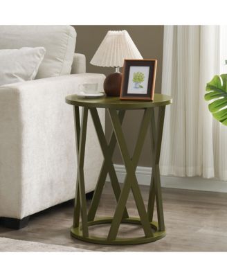 Emma Side End Table - Modern Round Farmhouse Accent Table - Side Table for Living Room, Bedroom, Office