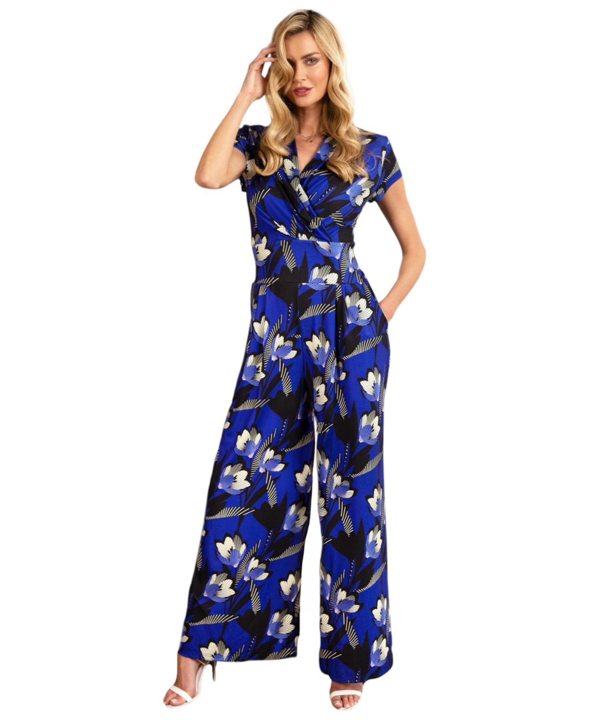 Women's Faux-Wrap Wide Leg Jumpsuit - Matisse black