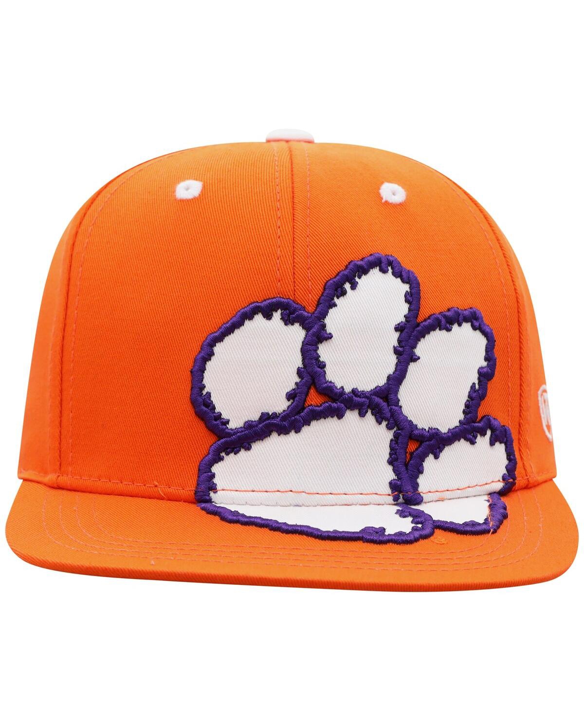 TOP OF THE WORLD BIG BOYS AND GIRLS ORANGE CLEMSON TIGERS OVERSIZED LOGO SNAPBACK HAT 