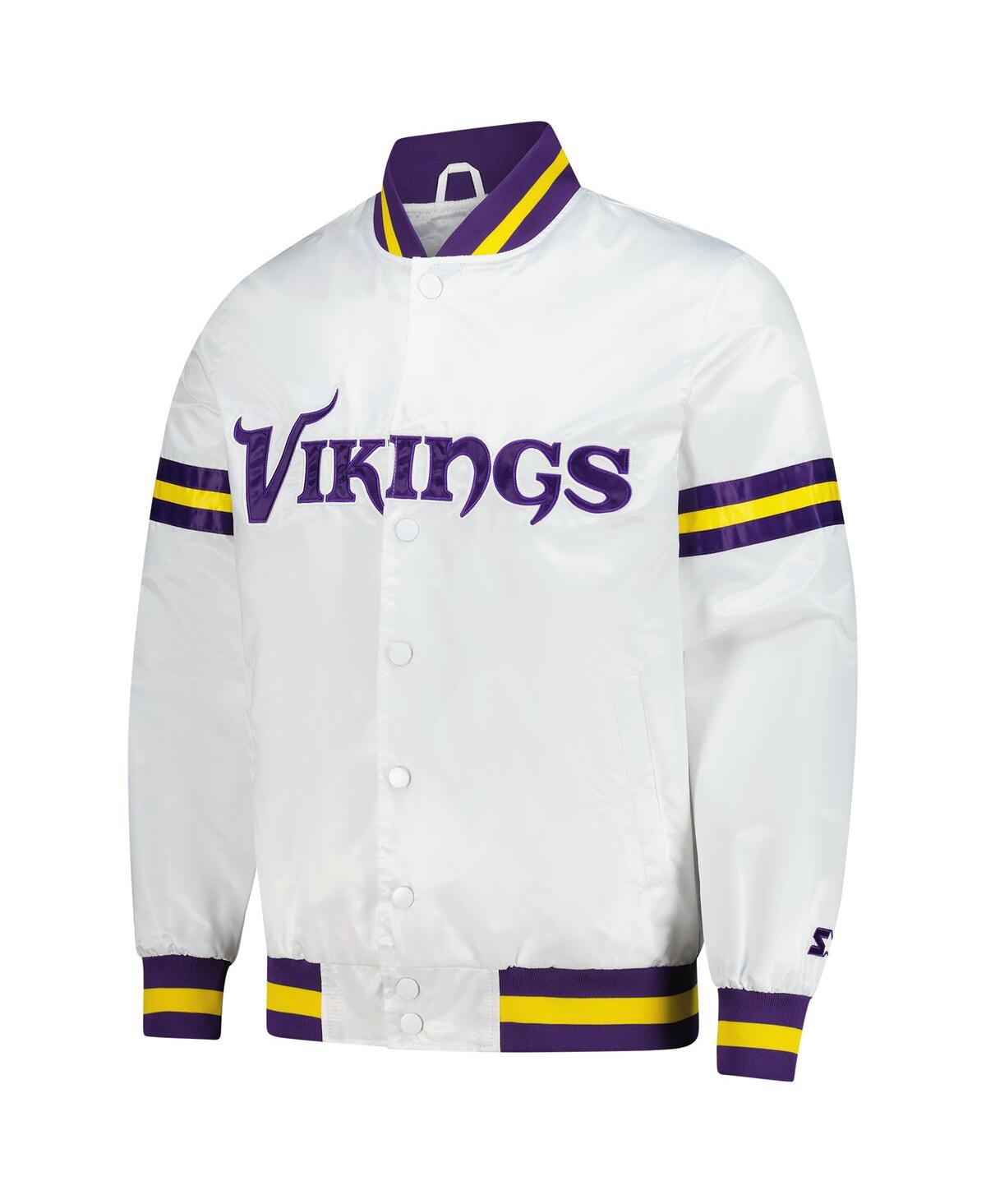 Starter Men's White Minnesota Vikings Scout Full-snap Varsity Jacket In White