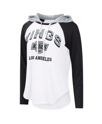 Women's White/Black Los Angeles Kings VIP Raglan Long Sleeve Hoodie T-Shirt