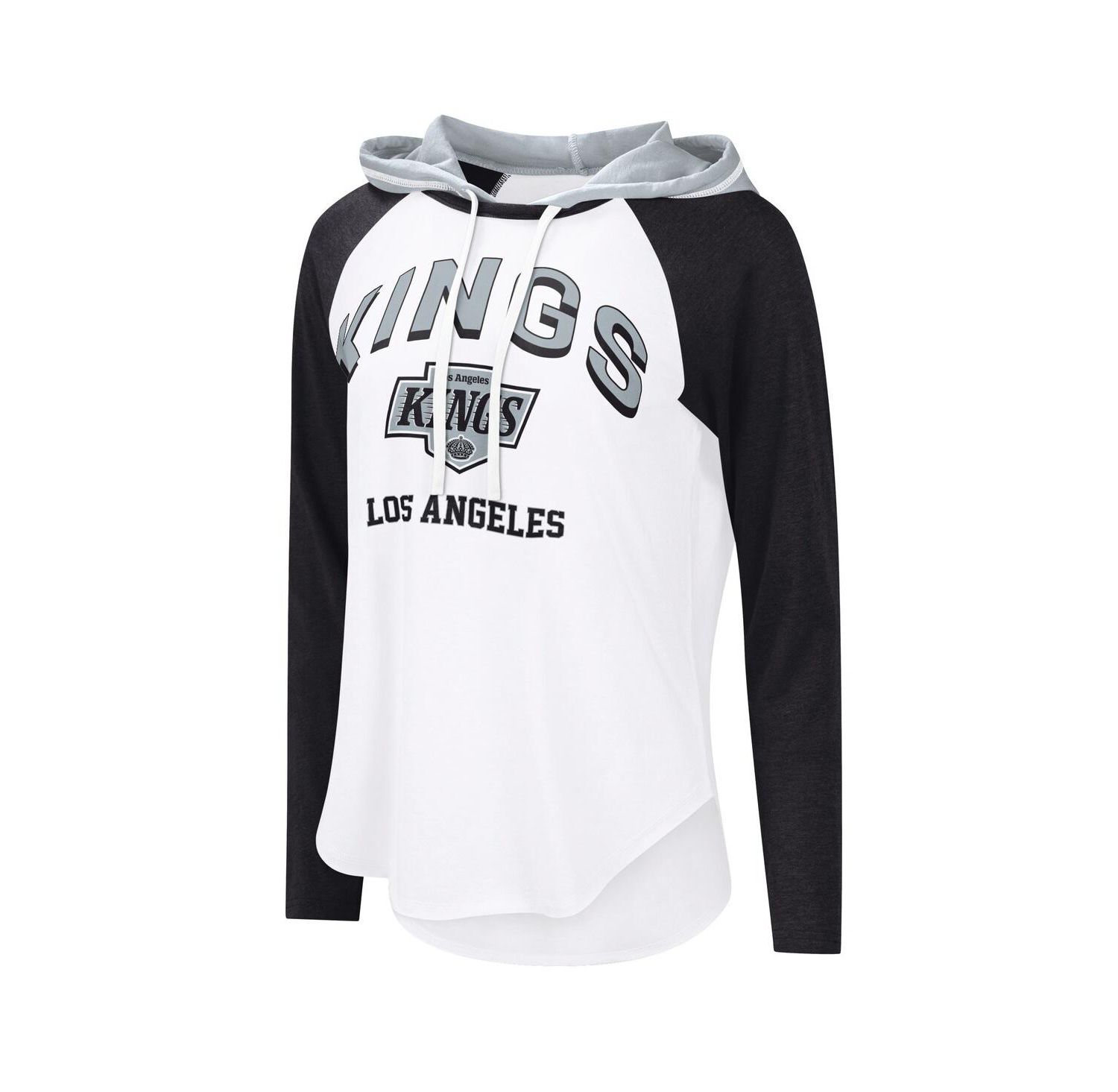 Women's White/Black Los Angeles Kings VIP Raglan Long Sleeve Hoodie T-Shirt