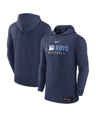 Nike - Men's Heather Navy Tampa Bay Rays Authentic Collection Tri-Blend Performance Pullover Hoodie