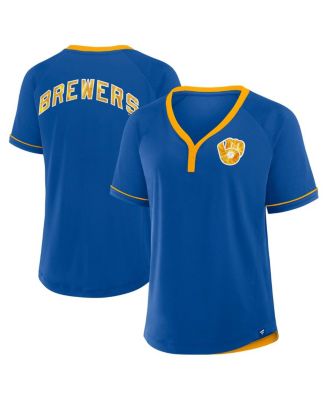 Fanatics - Women's Royal Milwaukee Brewers Cooperstown Collection League Diva Raglan V-Neck T-Shirt