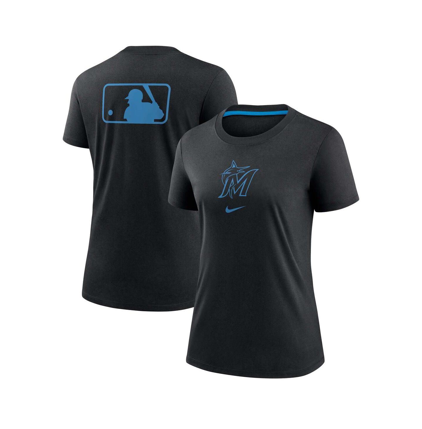 Женская футболка Nike Black Miami Marlins Authentic Collection Early Work Tri-Blend — фото 1