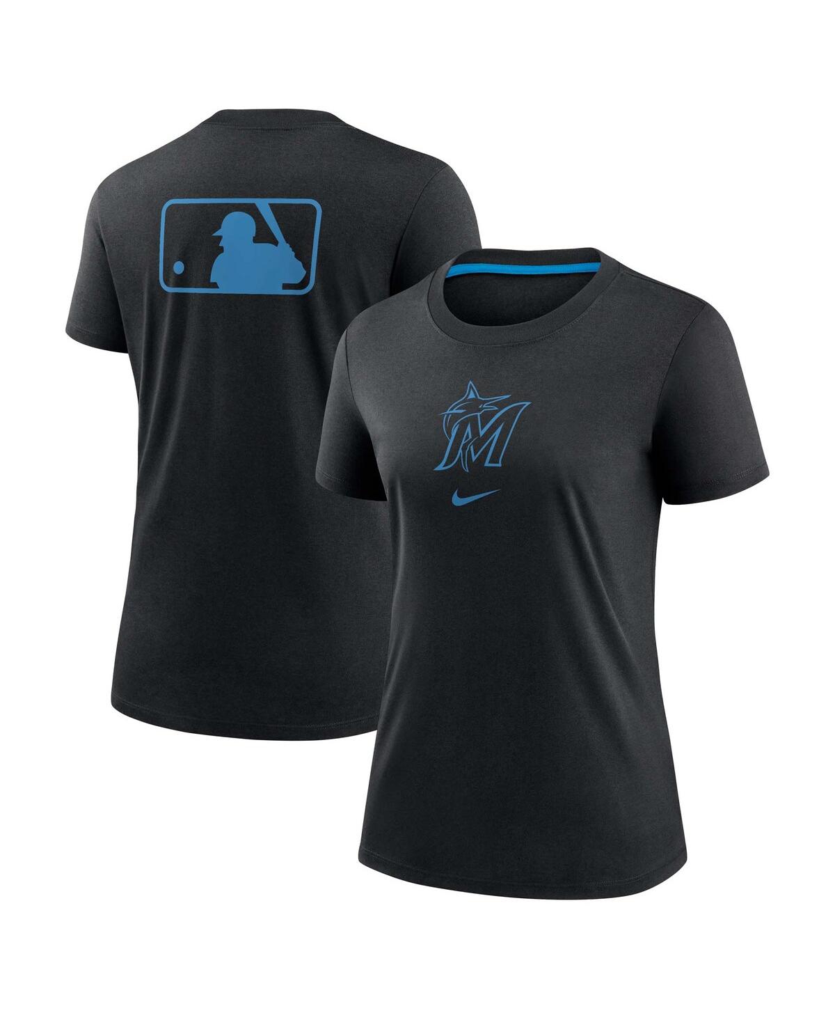 Nike Women's Black Miami Marlins Authentic Collection Early Work Tri-blend T-shirt In Black