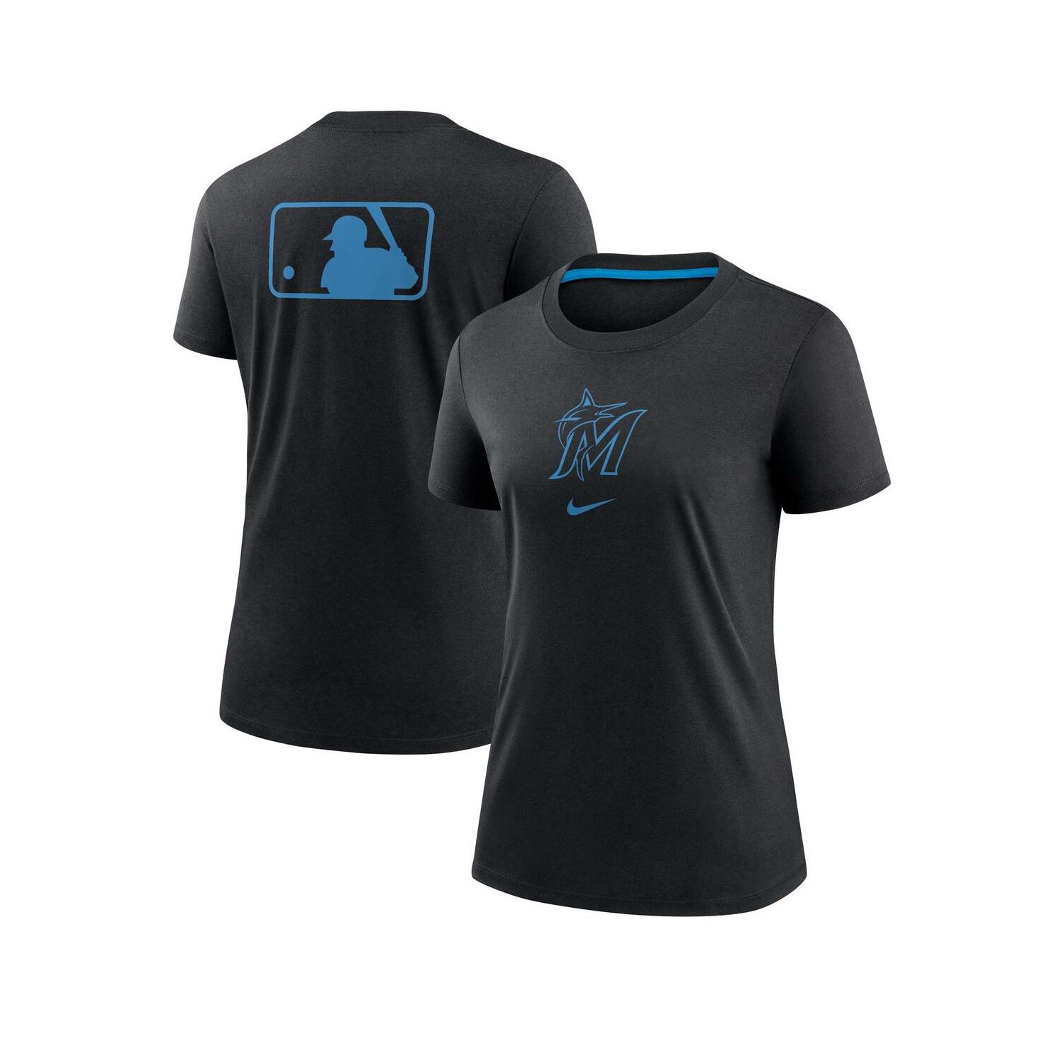 Women's Black Miami Marlins Authentic Collection Early Work Tri-Blend T-Shirt