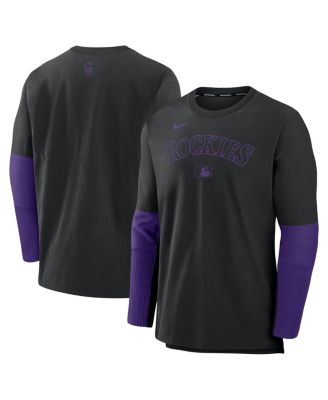 Nike - Men's Black/Purple Colorado Rockies Authentic Collection Player Lightweight Performance Long Sleeve Top