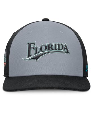Men's Gray/Black Florida Marlins Cooperstown Collection Pro Performance Snapback Hat