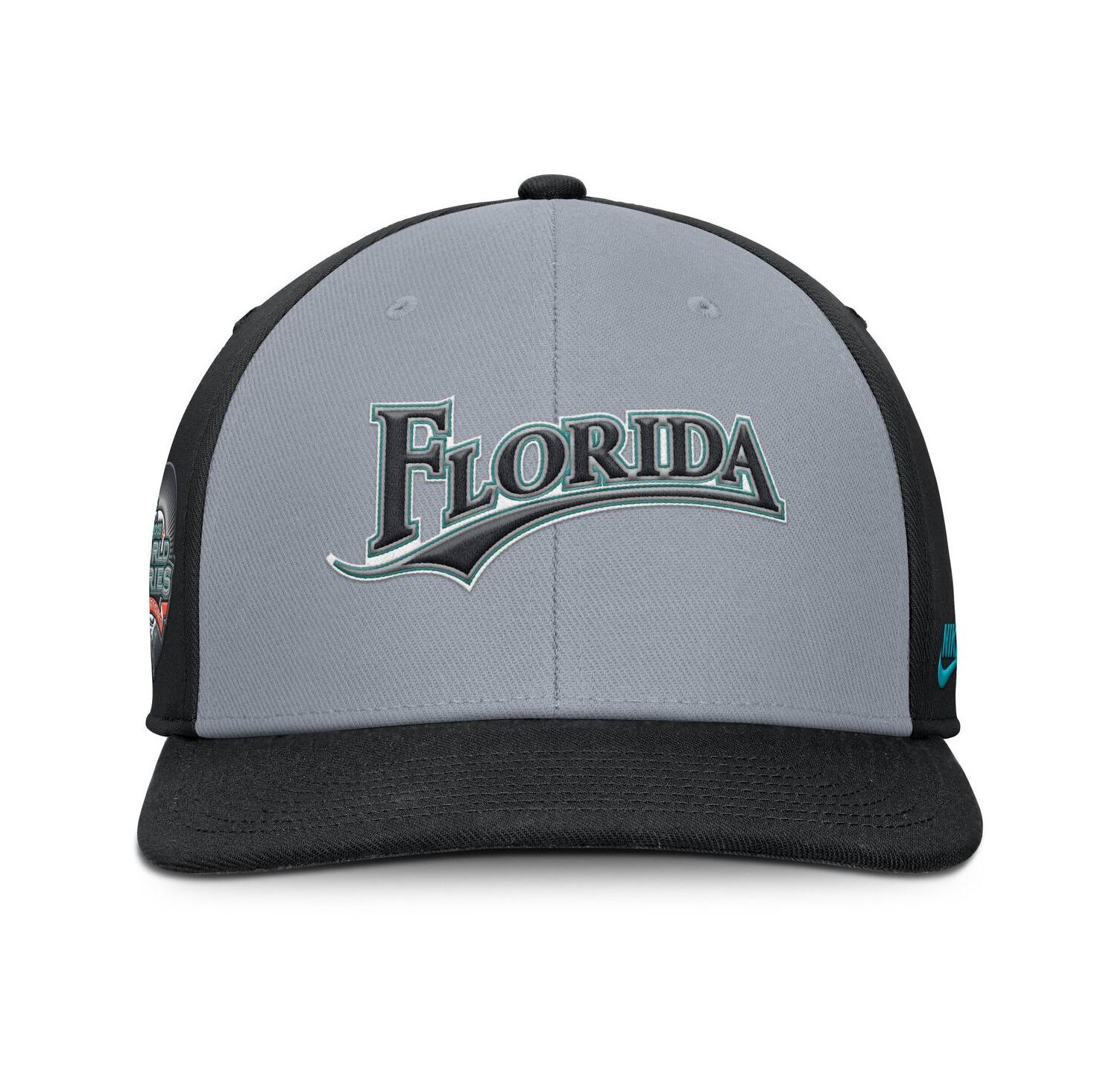 Men's Gray/Black Florida Marlins Cooperstown Collection Pro Performance Snapback Hat