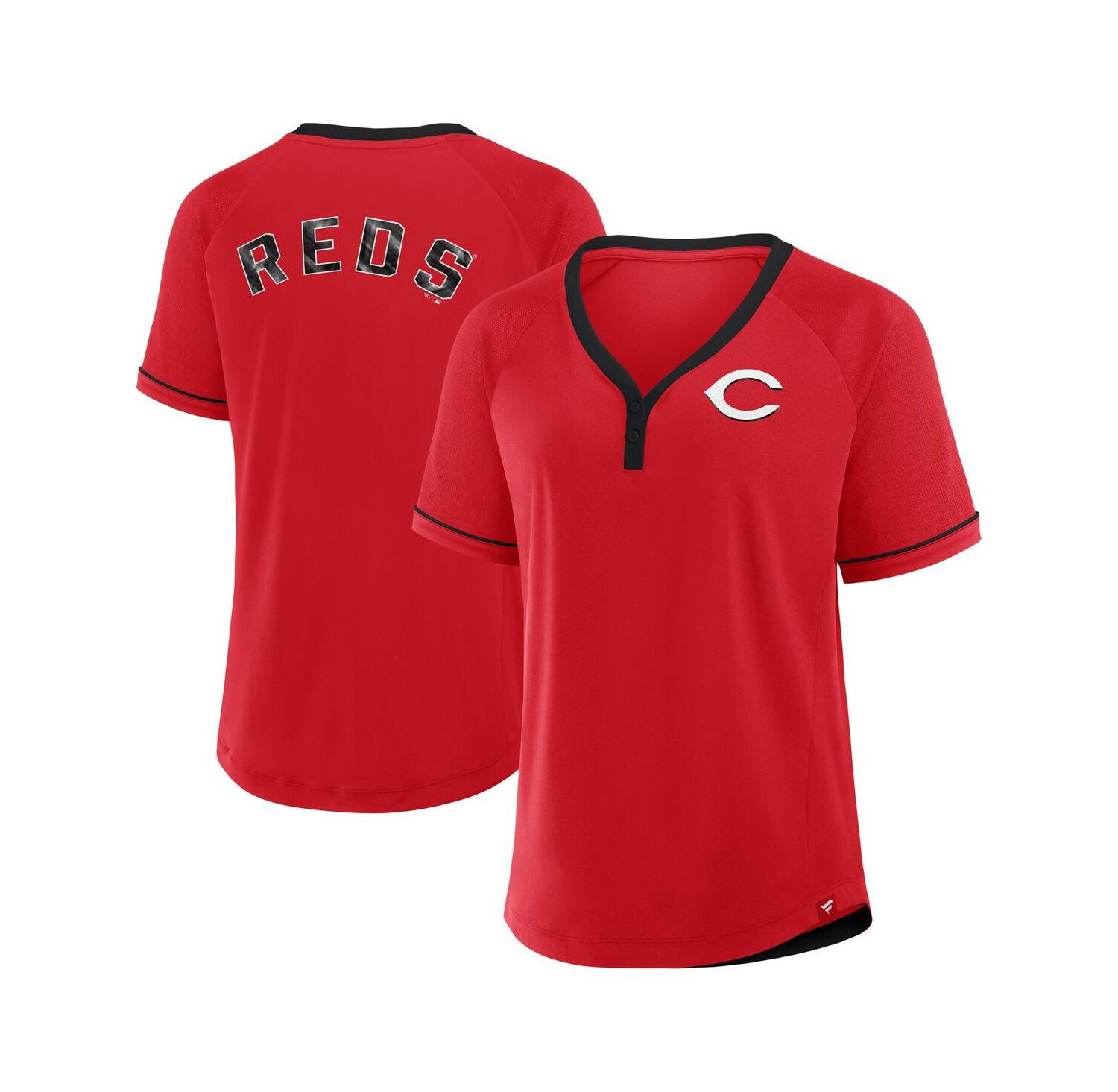 Women's Red Cincinnati Reds League Diva Star Raglan V-Neck T-Shirt