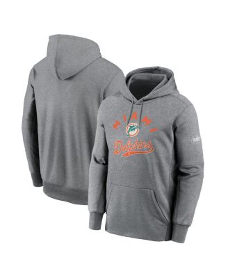 Nike - Men's Heather Gray Miami Dolphins Performance Fleece Pullover Hoodie
