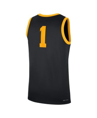 Men's 1 Black Iowa Hawkeyes Road Replica Jersey