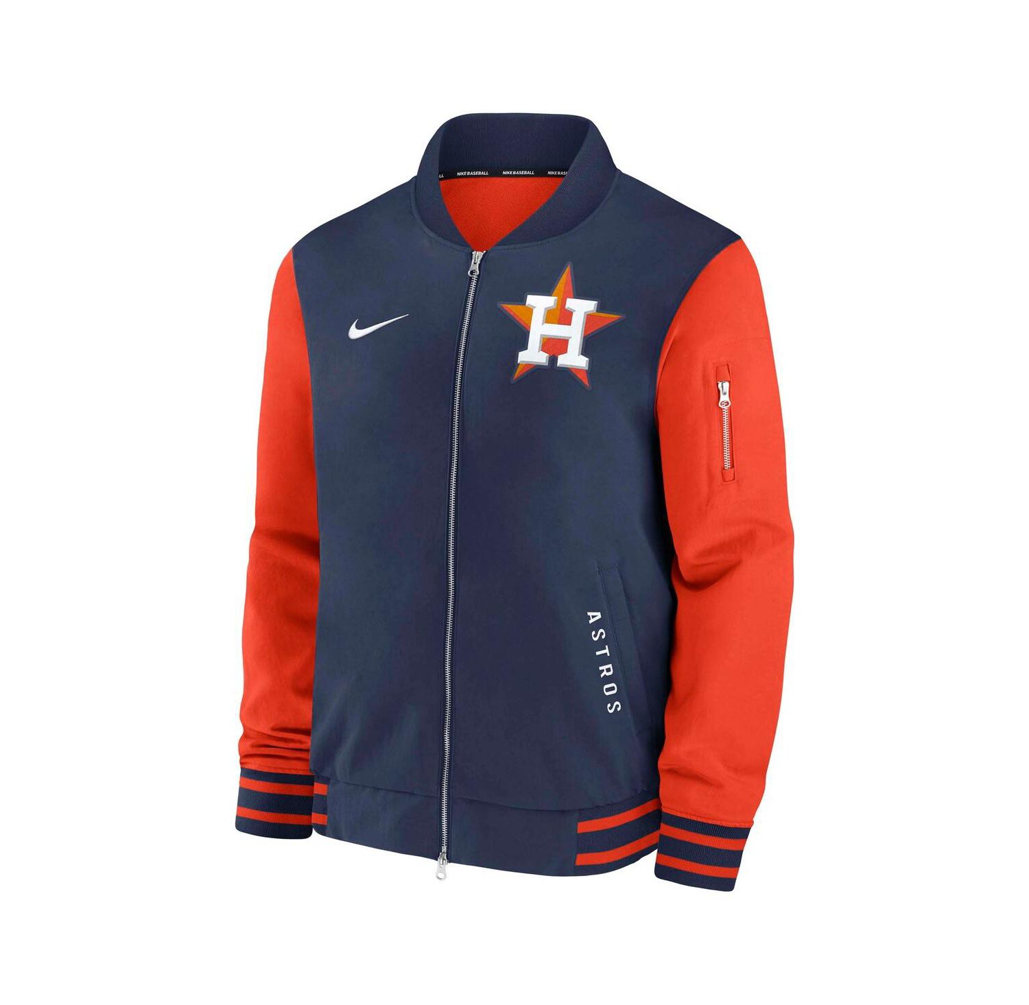Men's Navy/Orange Houston Astros Authentic Collection Dugout Full-Zip Bomber Jacket