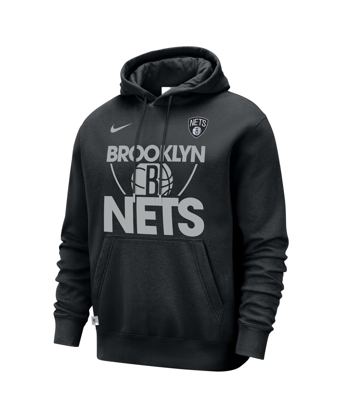 NIKE MEN'S BLACK BROOKLYN NETS COURTSIDE CLUB PULLOVER HOODIE 