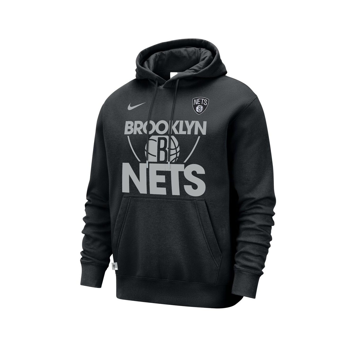 Men's Black Brooklyn Nets Courtside Club Pullover Hoodie