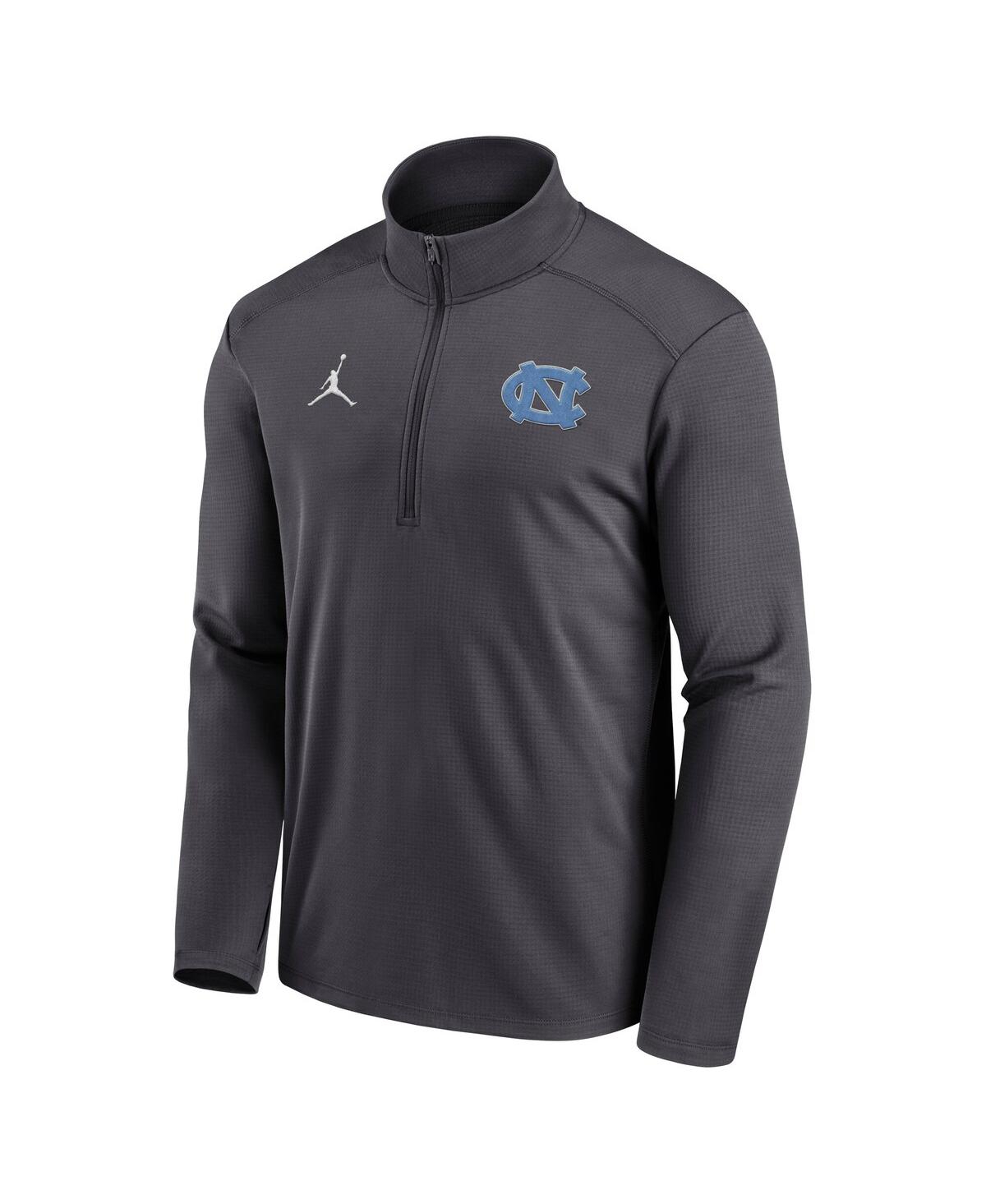 Jordan Men's Anthracite North Carolina Tar Heels Primetime Pacer Performance Half-zip Top In Black