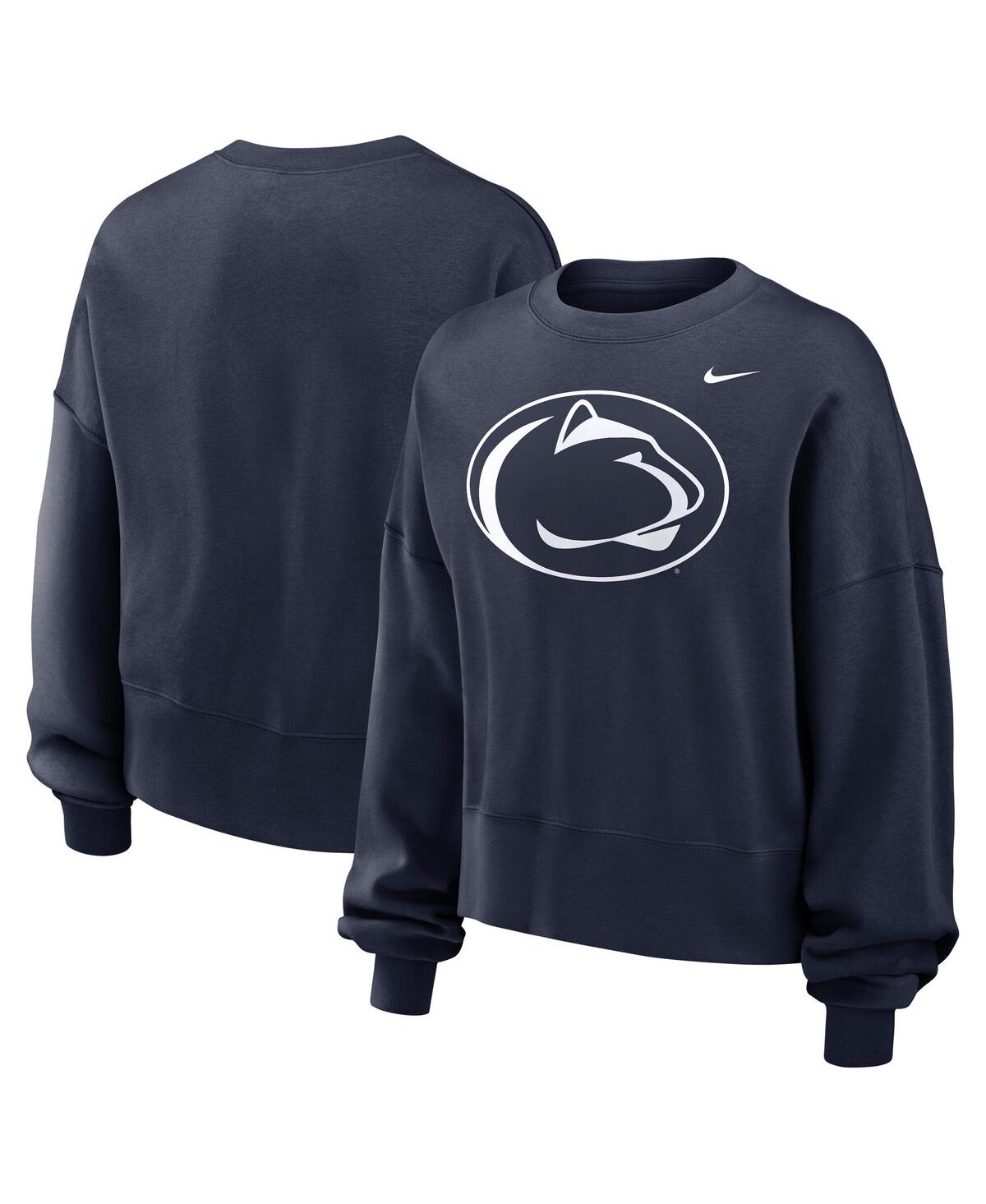 Nike Women's Navy Penn State Nittany Lions Oversized Essential Pullover Sweatshirt In Navy