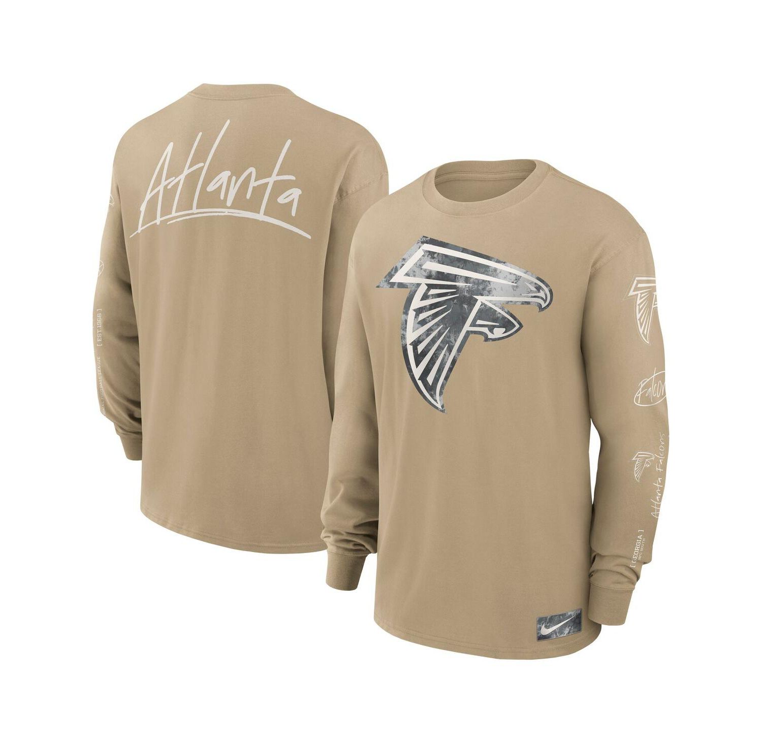 Men's Tan Atlanta Falcons Essential Statement Max90 Long Sleeve T-Shirt