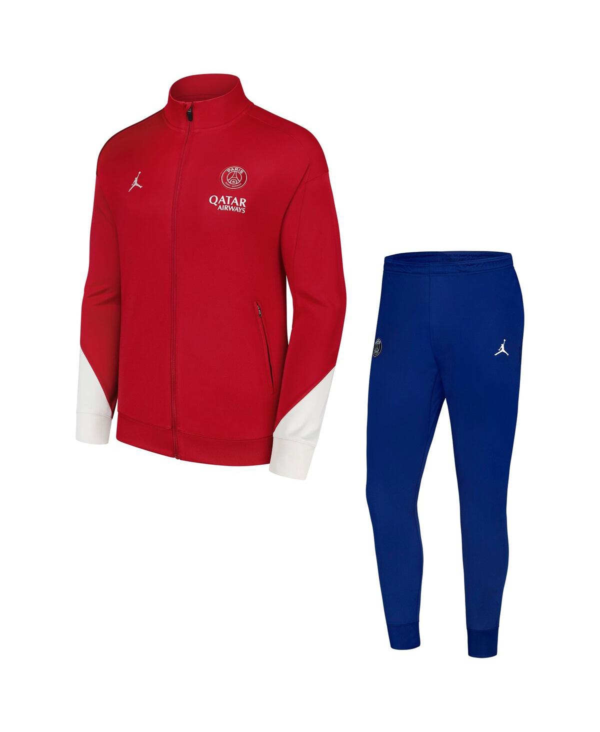 JORDAN MEN'S 2-PIECE RED/BLUE PARIS SAINT-GERMAIN 2024/25 FOURTH STRIKE FULL-ZIP TRACK JACKET AND PANTS SET 