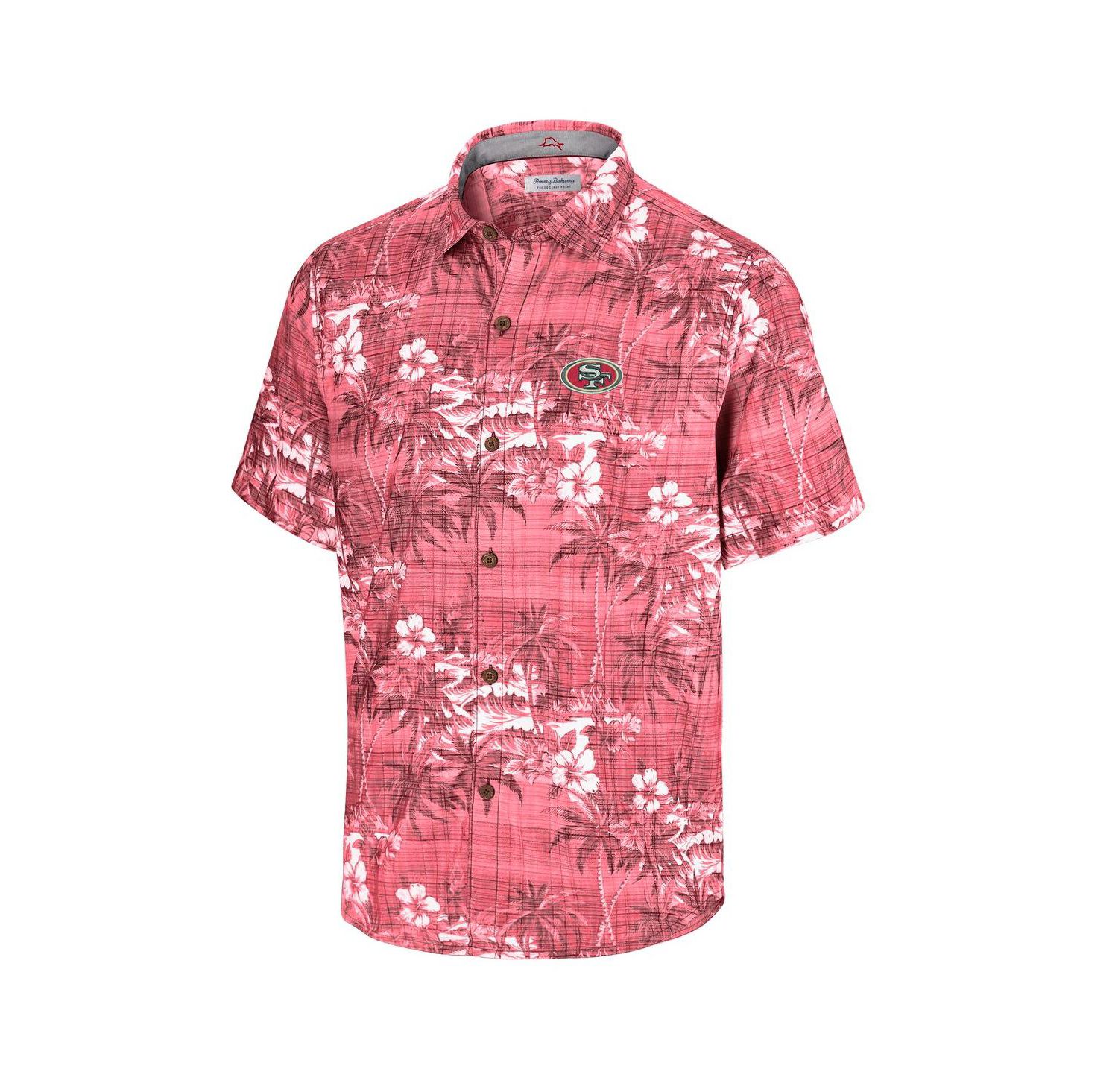 Men's Scarlet San Francisco 49ers Coconut Point Isla Palmetta Camp Button-Up Shirt