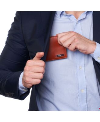 Mens Commuter RFID Bifold Wallet 2 ID Windows Divided Bill Section