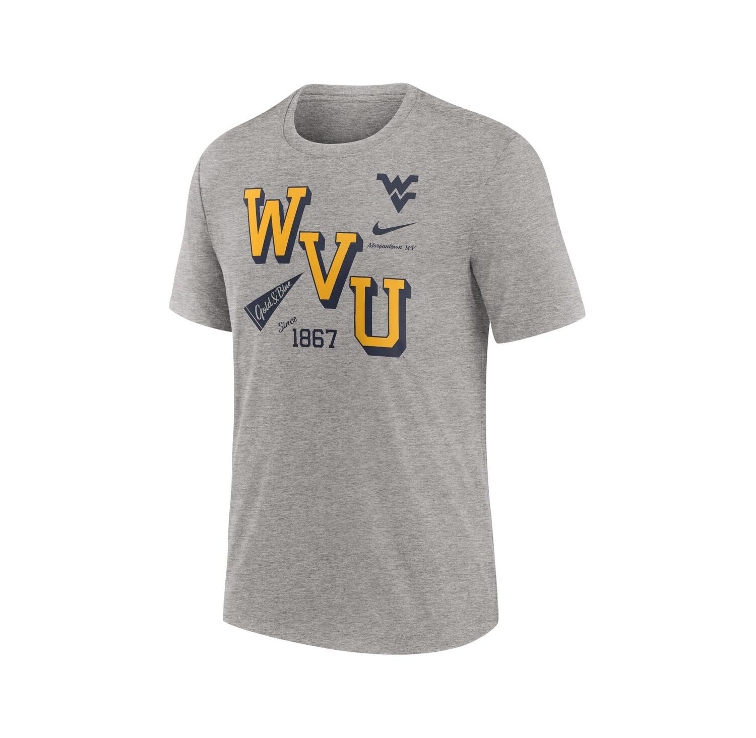 Men's Heather Gray West Virginia Mountaineers Blitz Roll Call Tri-Blend T-Shirt