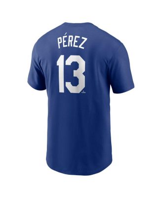 Men's Salvador Perez Royal Kansas City Royals Fuse Name Number T-Shirt