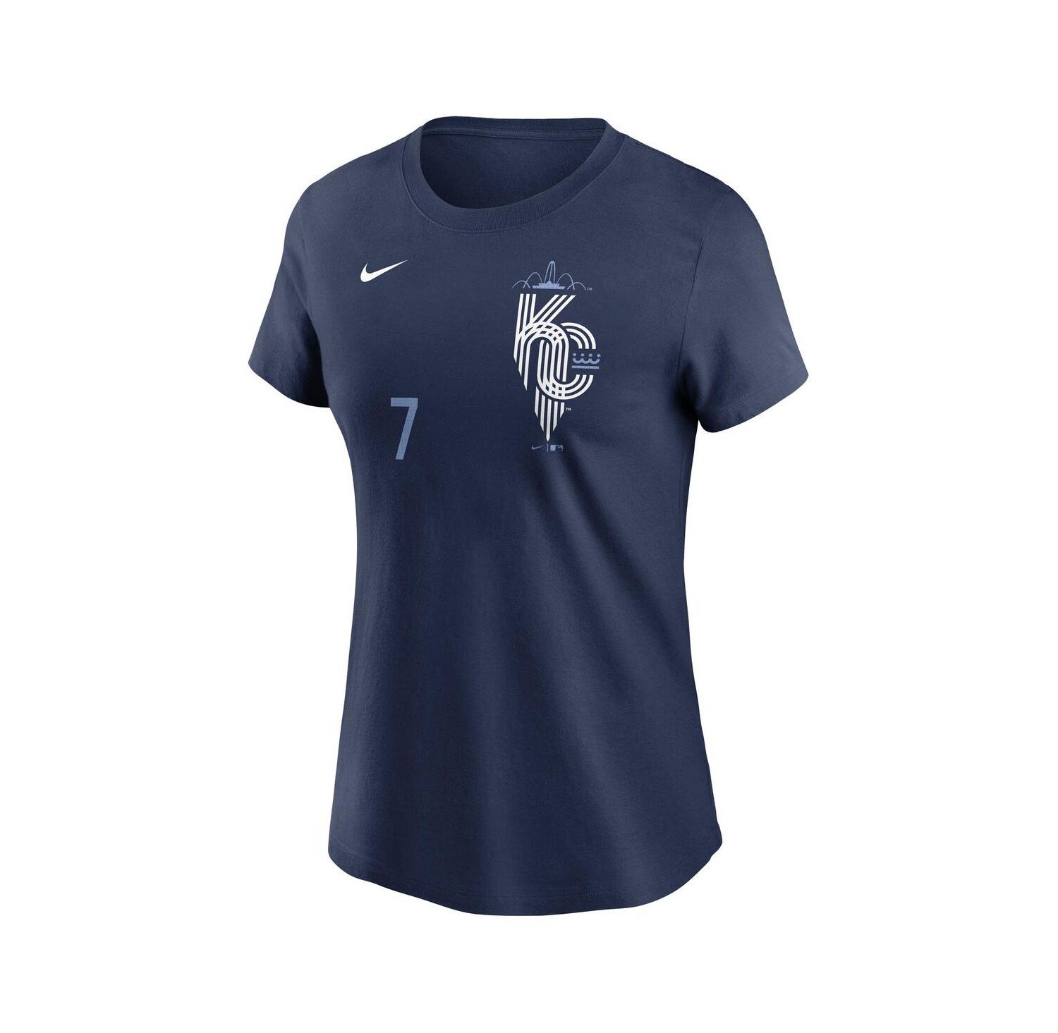 Women's Bobby Witt Jr. Navy Kansas City Royals City Connect Fuse Name & Number T-Shirt