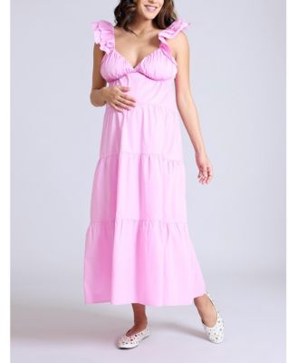 Maternity Ruffle Sleeve Tie-Back Maxi Dress - Motherhood