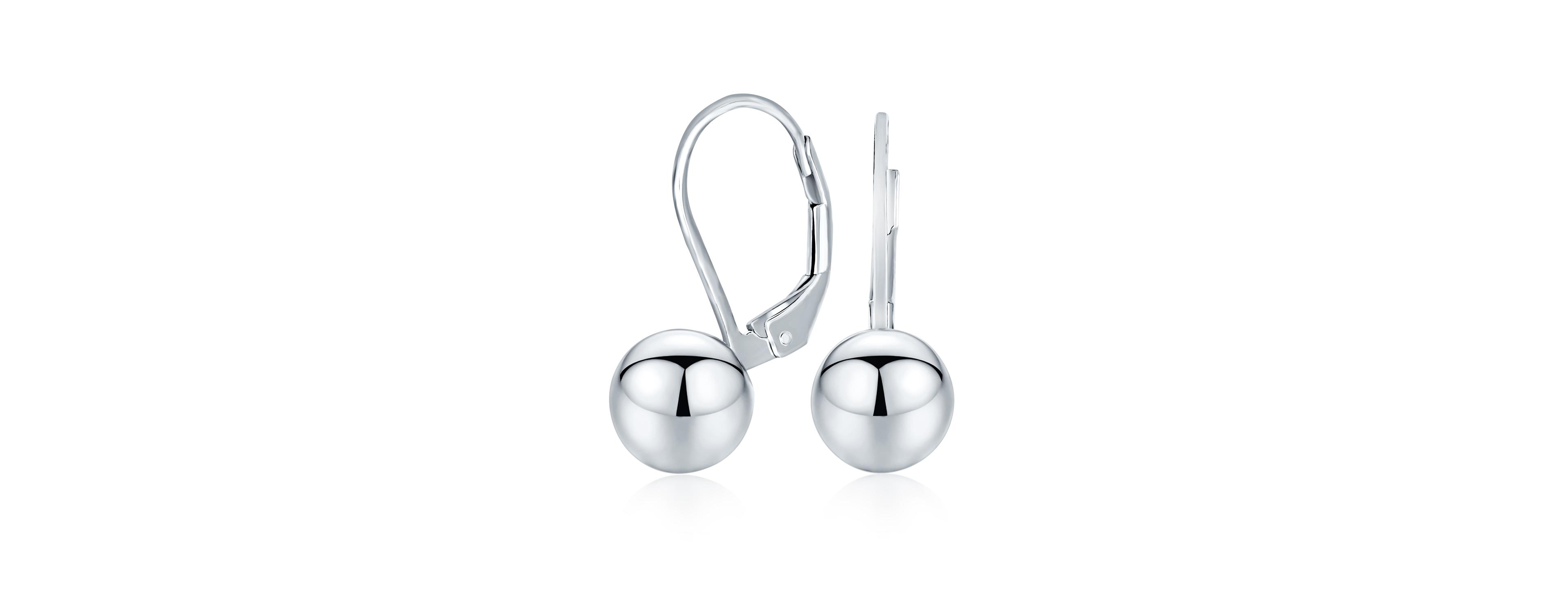 Bling Jewelry Classic Simple Basic Lever Back Round Bead Ball Drop Earrings .925 Sterling Silver