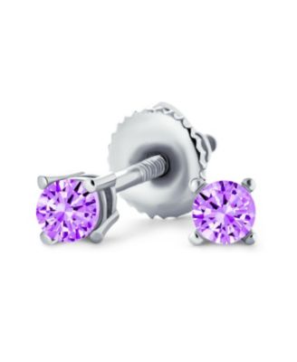 Minimalist Tiny 0. CZ Cubic Zirconia Solitaire Cartilage Stud Earrings .925 Sterling Screw back