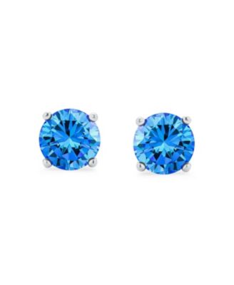 1CTW Round Cubic Zirconia Solitaire CZ Stud Earrings .925 Sterling Silver 7MM