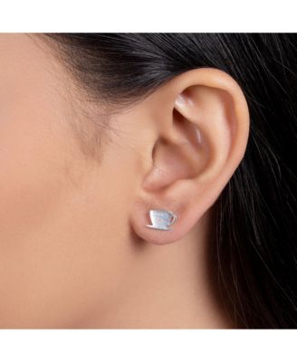 Tiny Food Latte Espresso Cafe Coffee Lover Stud Earrings .925 Sterling Silver