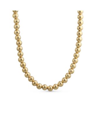Classic Simple 6MM Round Bead Strand Necklace Gold 16 Inch