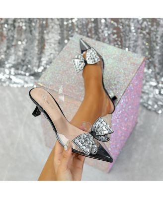Women's Maxi88 Clear Upper Kitten Heels with Rhinestone Detail