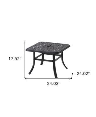 Square Metal Bistro Table with Umbrella Hole – Outdoor Dining Table for Patio