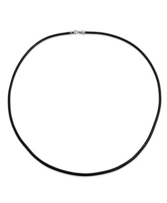 Black Leather Cord Necklace Silver Plated Clasp