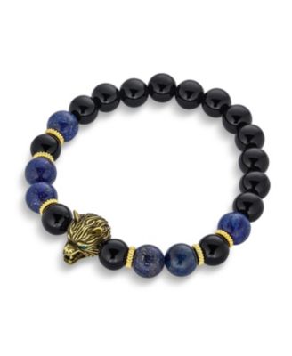 Jungle Animal Round Bead Strand Stretch Fox Wolf Bracelet Plated Stackable