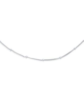 Thin Minimalist 1.5MM Sterling Silver Celestial Curb Link with Tiny Stationary Ball Saturn Chain Necklace