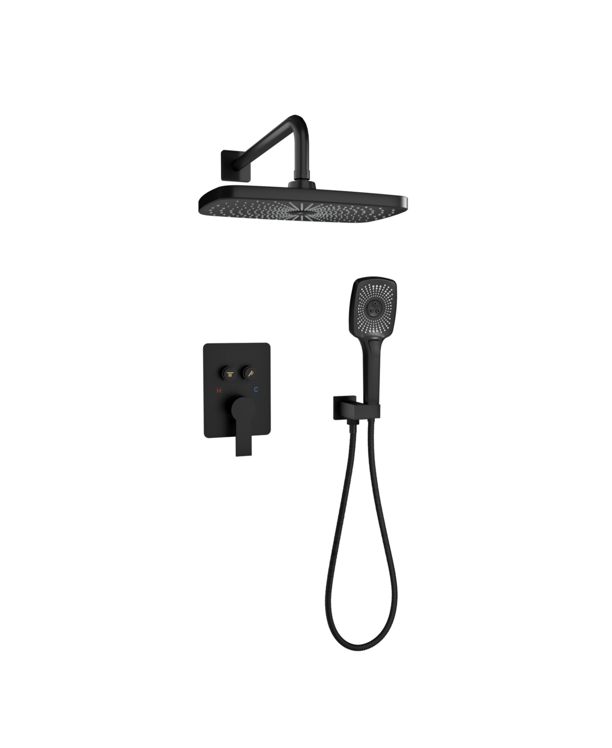 Pressure-balanced Valve Included All-In-One Kit with Rough In-Valve Thermostatic Shower System - Matte white