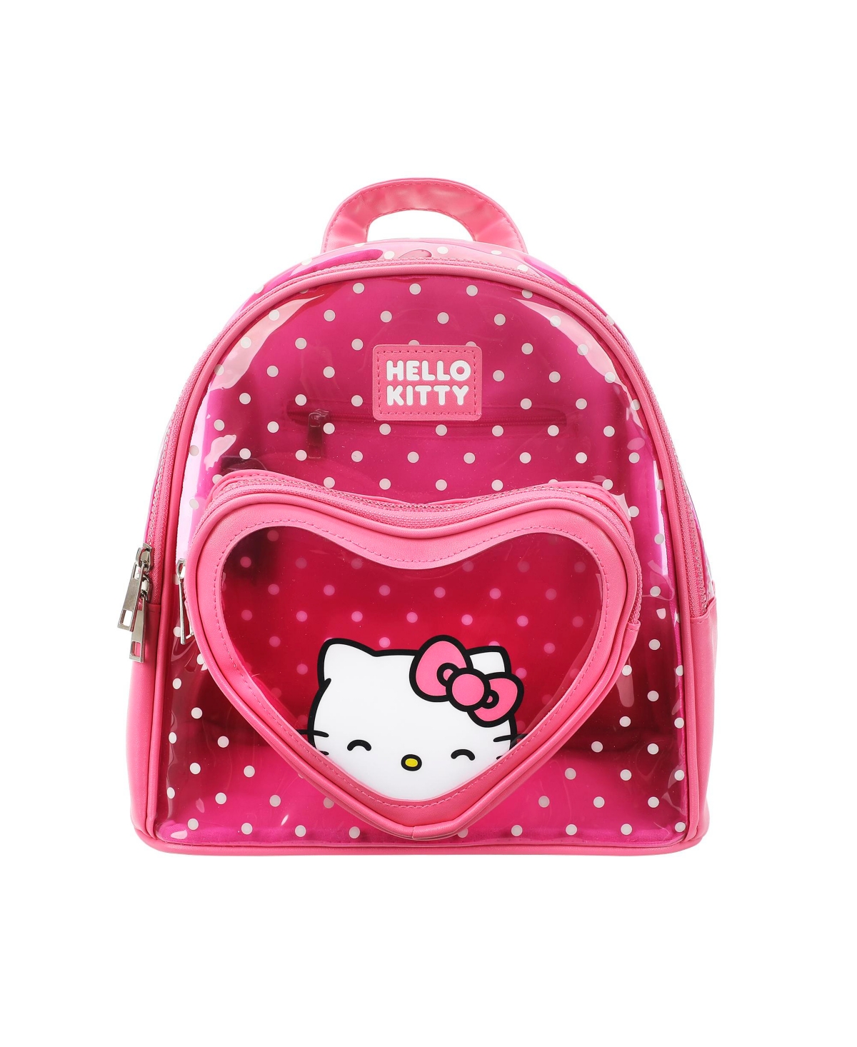 Heart 10&#x22; Pink Polka Dot Women's Mini Backpack - Hello kitty heart pink