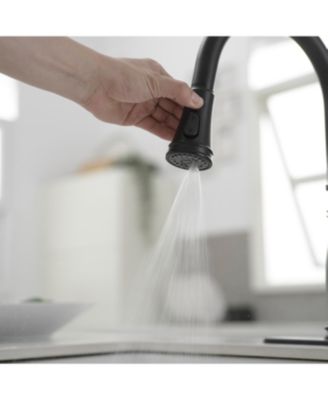 Single-Handle Pull-Down Sprayer 3 Spray High Arc Kitchen Faucet With Deck Plate in Matte Black