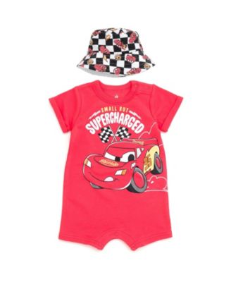 Baby Boys Lightning McQueen Romper and Bucket Sun Hat Outfit Set