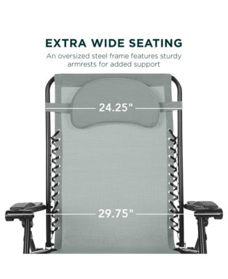 Oversized Zero Gravity Chair, Folding Outdoor Patio Recliner w/ Cup Holder
